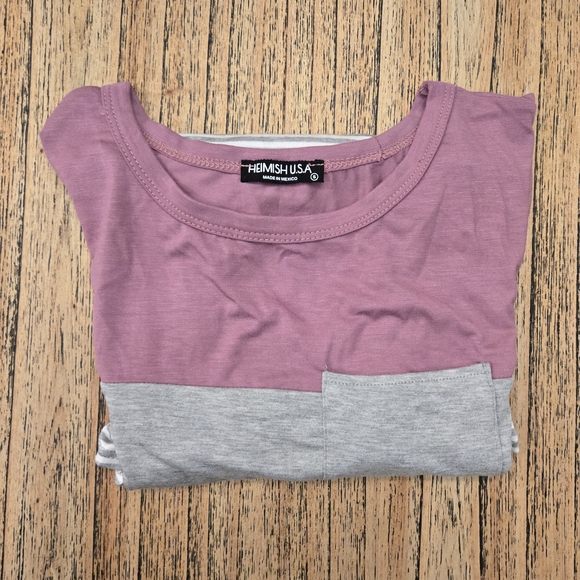 Hanes‎ Women's Purple and Gray Colorblock Top - Picture 9 of 9